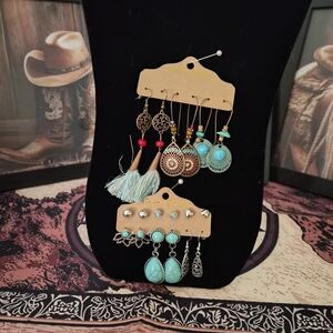 Bohemian Turquoise Earring Set 9pc NWT A4